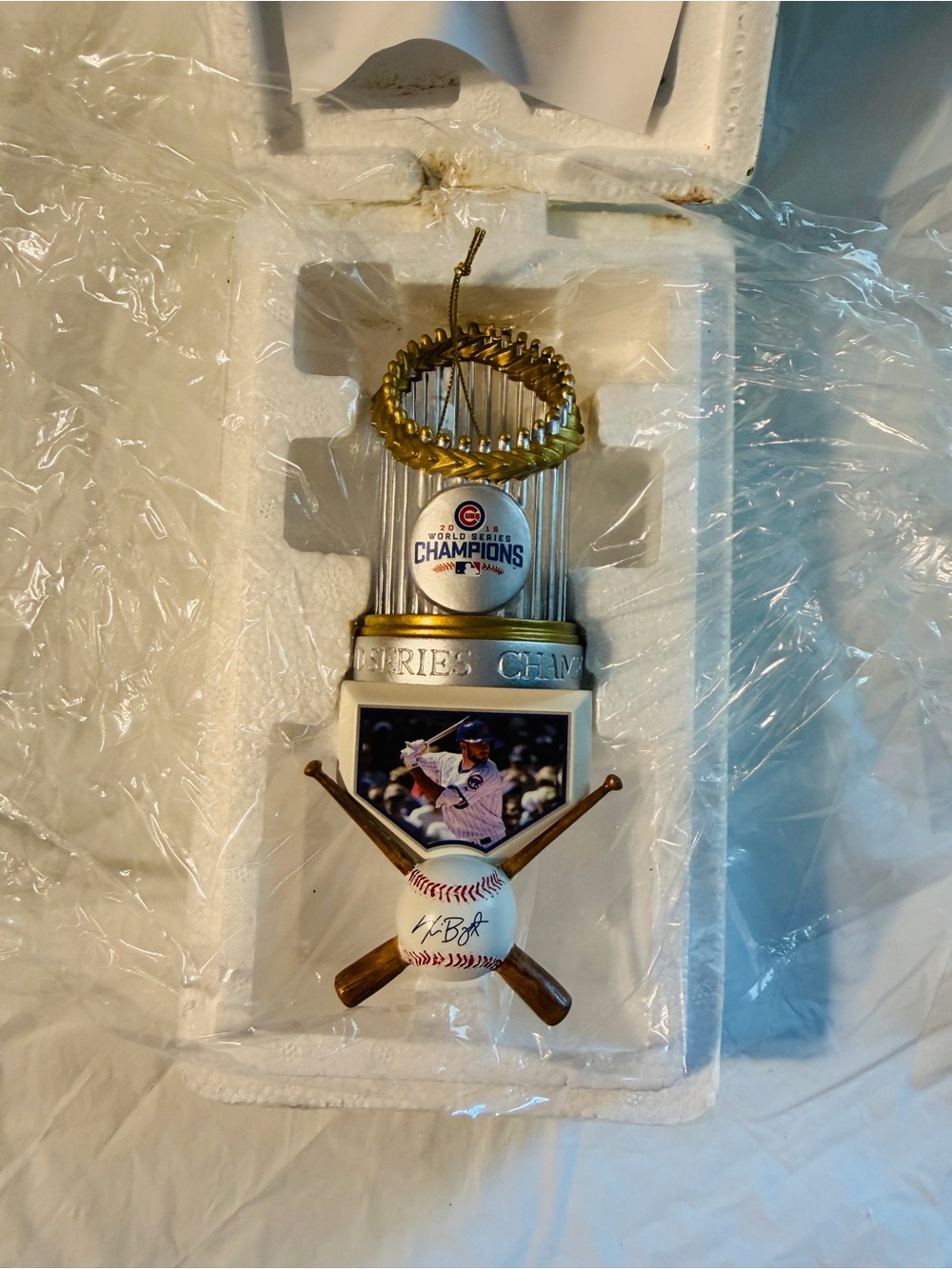 Bradford Exchange Kris Bryant Cubs 2016 World Series Trophy Ornament